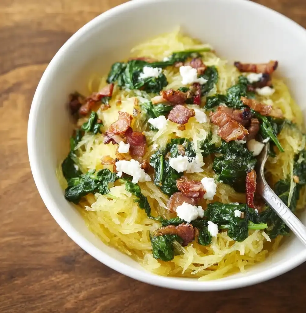 Spaghetti Squash With Bacon, Spinach, and Goat Cheese Recipe