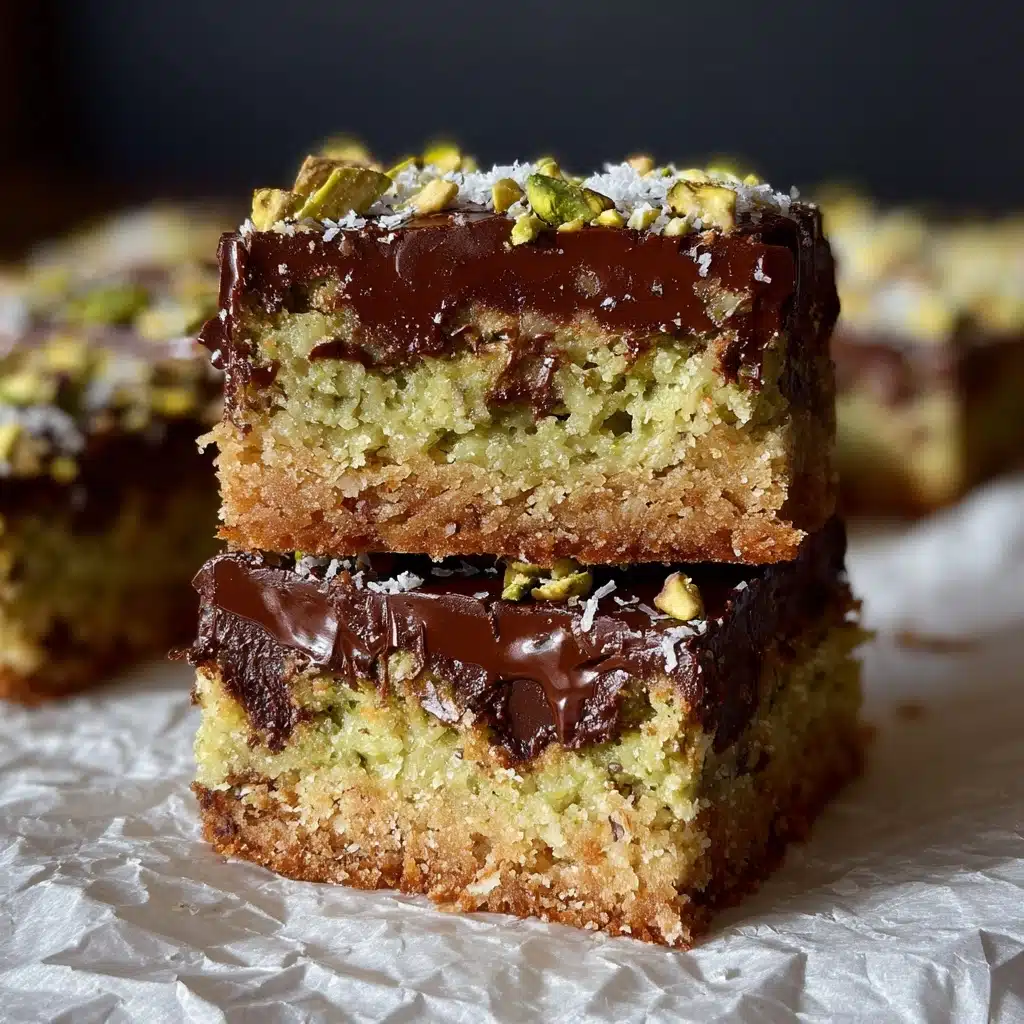 Brown Butter Dubai Pistachio Chocolate Chip Cookie Bars Recipe - Recipe Image