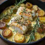 the best Cod & Potatoes in Rosemary Cream Sauce Recipe