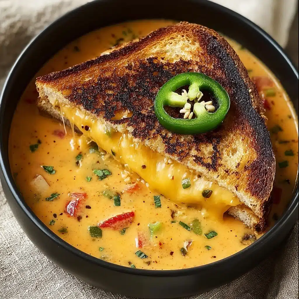 Spicy Jalapeño Popper Soup with Grilled Cheese Dippers Recipe - Recipe Image