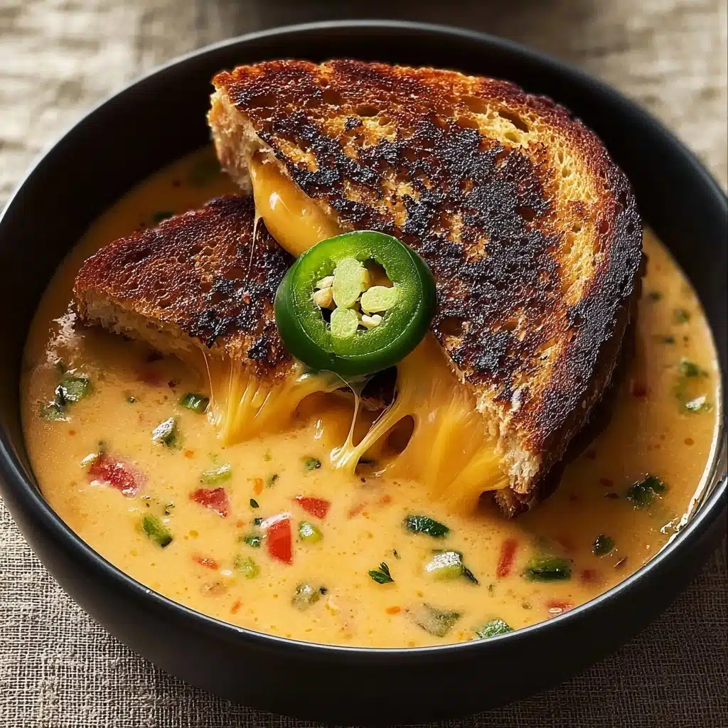 Spicy Jalapeño Popper Soup with Grilled Cheese Dippers Recipe - Recipe Image