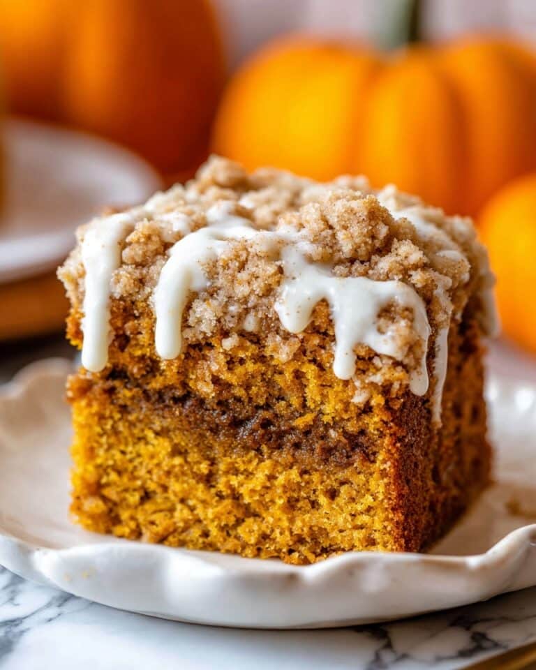 Pumpkin Coffee Cake with Streusel and Vanilla Glaze Recipe
