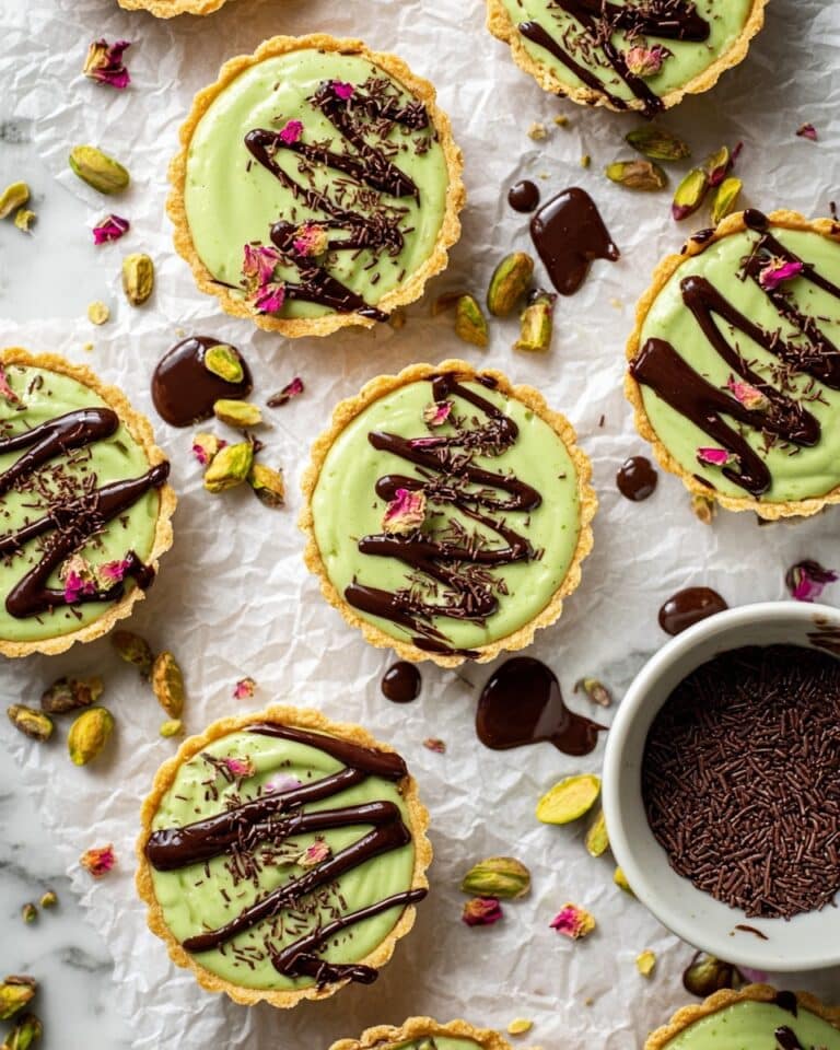 Pistachio Tartlets with Cream Cheese Filling and Chocolate Drizzle Recipe