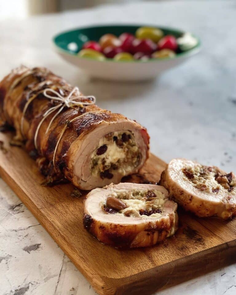 Bacon Wrapped Cranberry and Apple Stuffed Turkey Breast Roll Recipe