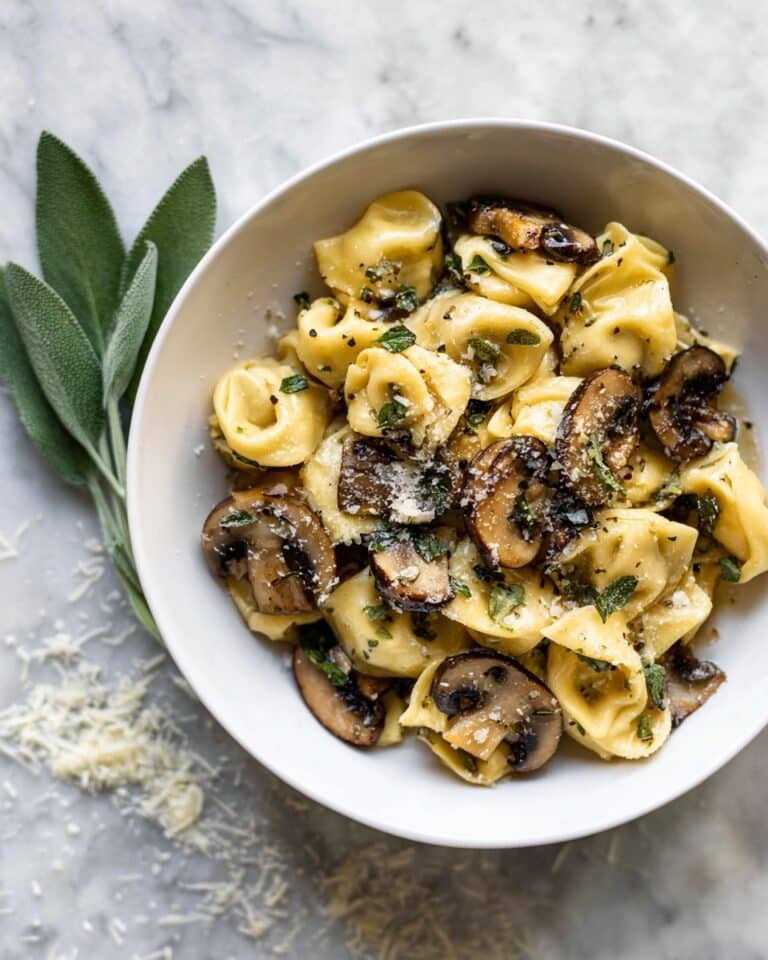Cheese Tortellini with Butter, Mushrooms, and Crispy Sage Recipe