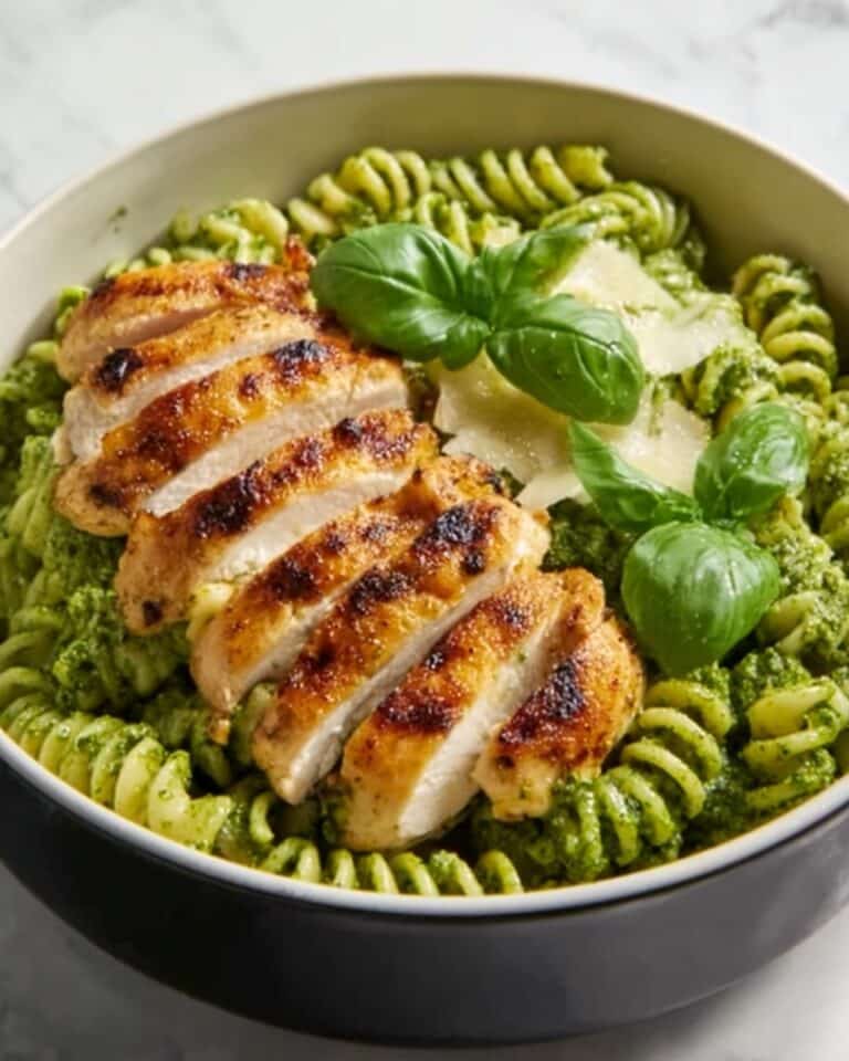 Pesto Pasta with Crispy Parmesan Chicken Recipe