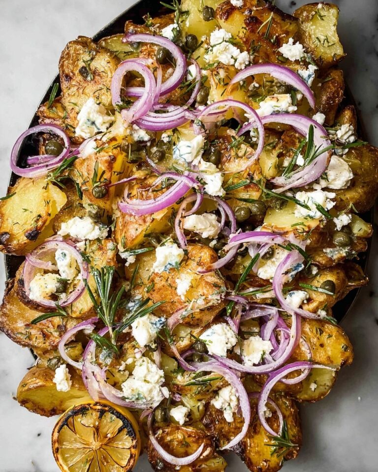 Quick Smashed Greek Potatoes with Feta, Rosemary, and Lemon Recipe