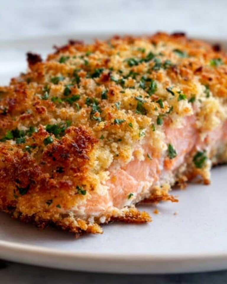 Crispy Parmesan Crusted Baked Salmon Recipe