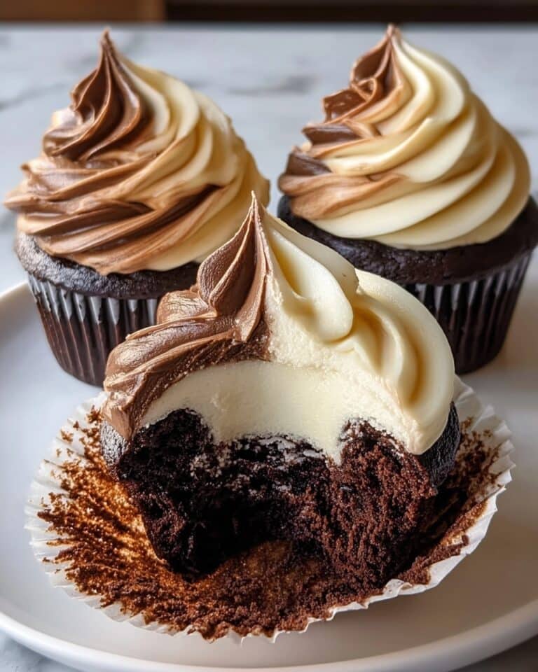 Chocolate Coffee Cupcakes with Coffee Cream Filling and Chocolate Ganache Topping Recipe