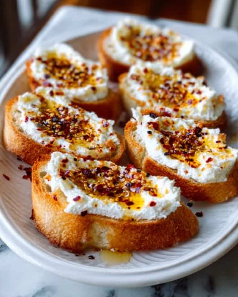 Sweet and Spicy Whipped Feta Crostini with Hot Honey Recipe