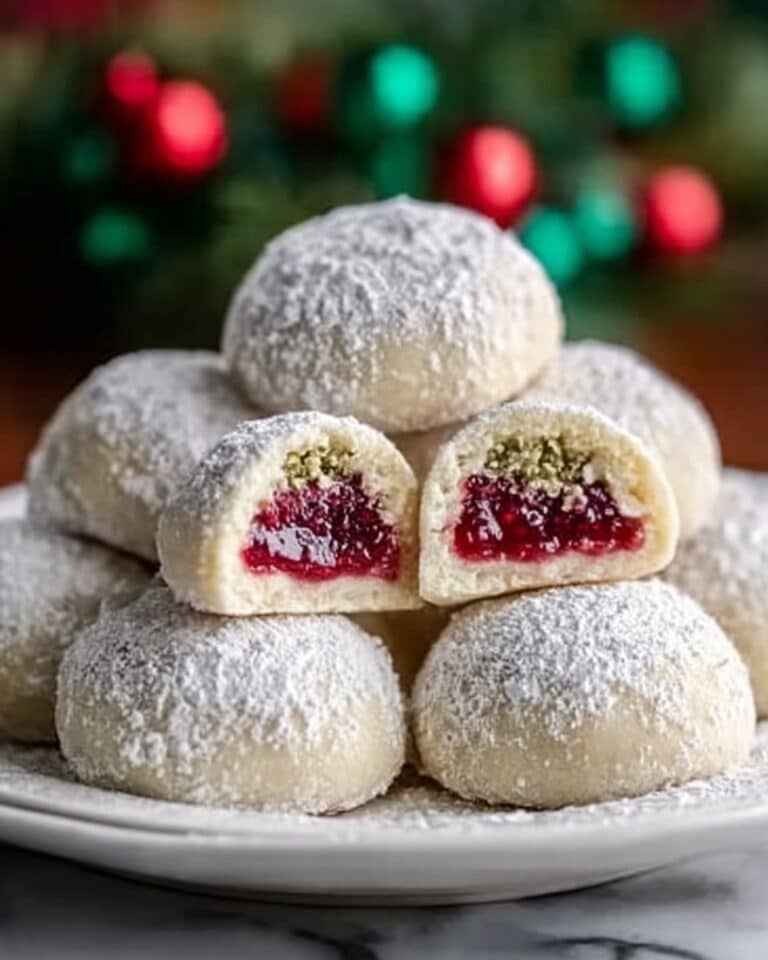 Raspberry Filled Almond Snowball Cookies Recipe