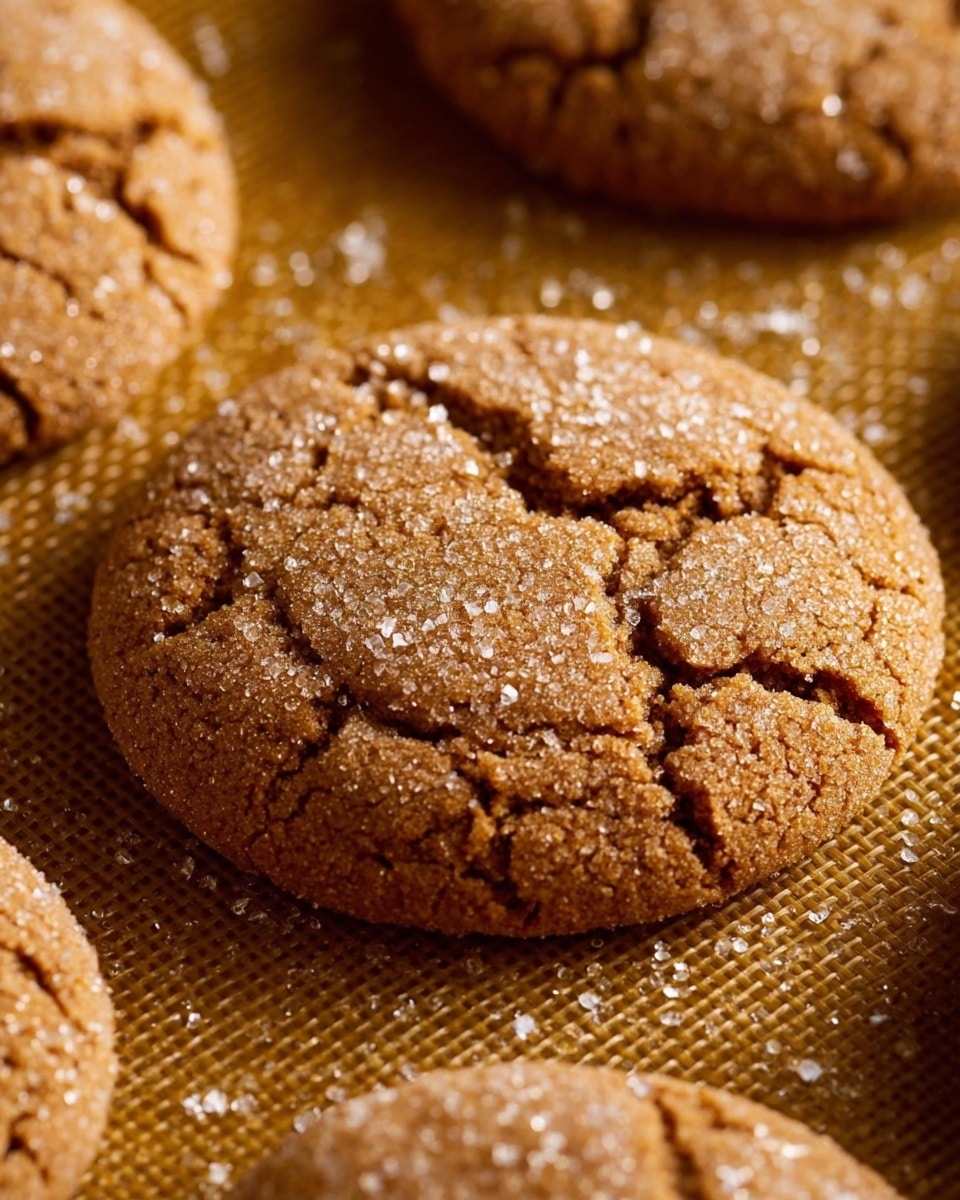 The image shows close-up round brown cookies with a cracked surface and a rough texture. The cookies have a sprinkling of sugar crystals on top, which adds a slightly sparkling effect. The cookies rest on a mesh-like surface that is dark brown and fine-textured, highlighting the cookie's shape and color clearly. The cookies appear thick with a soft, crumbly texture. photo taken with an iphone --ar 4:5 --v 7