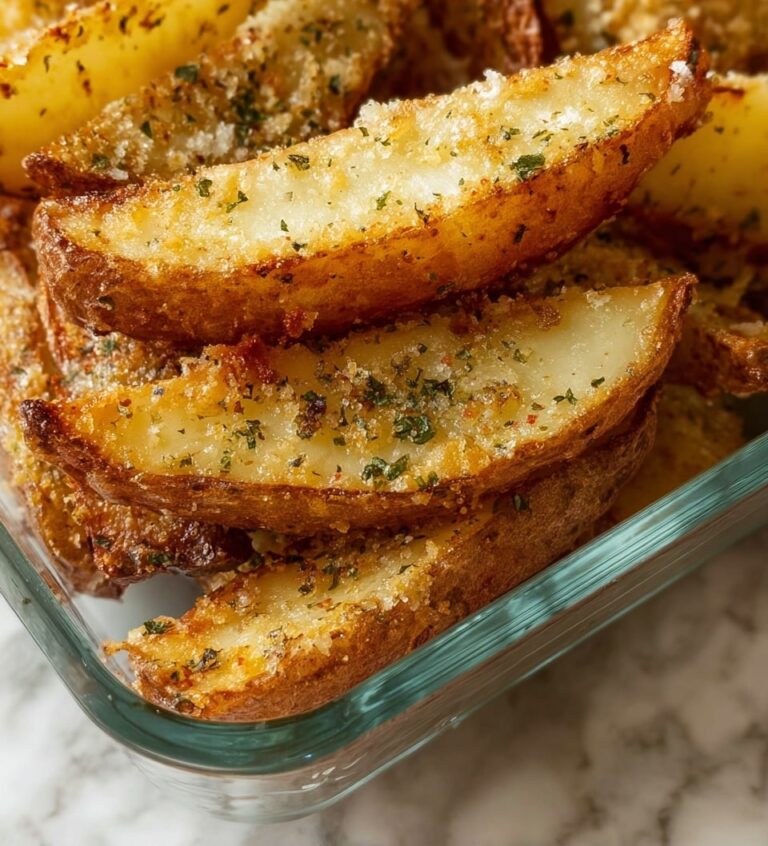 Baked Garlic Parmesan Potato Wedges Recipe