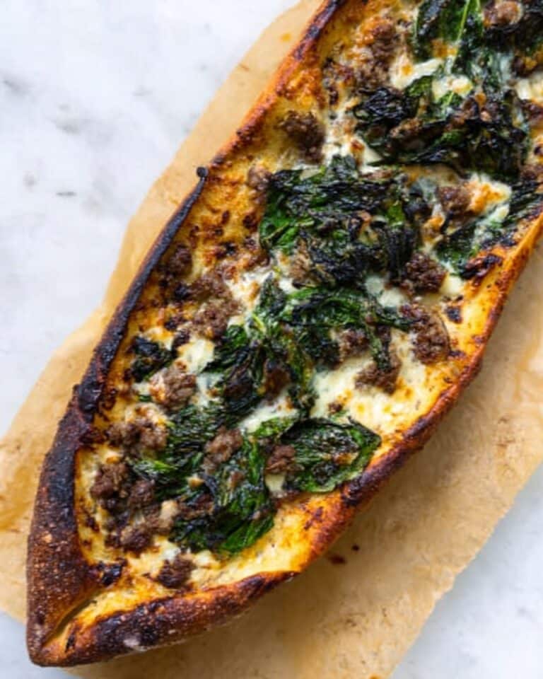Turkish Spinach and Feta Stuffed Pide Recipe