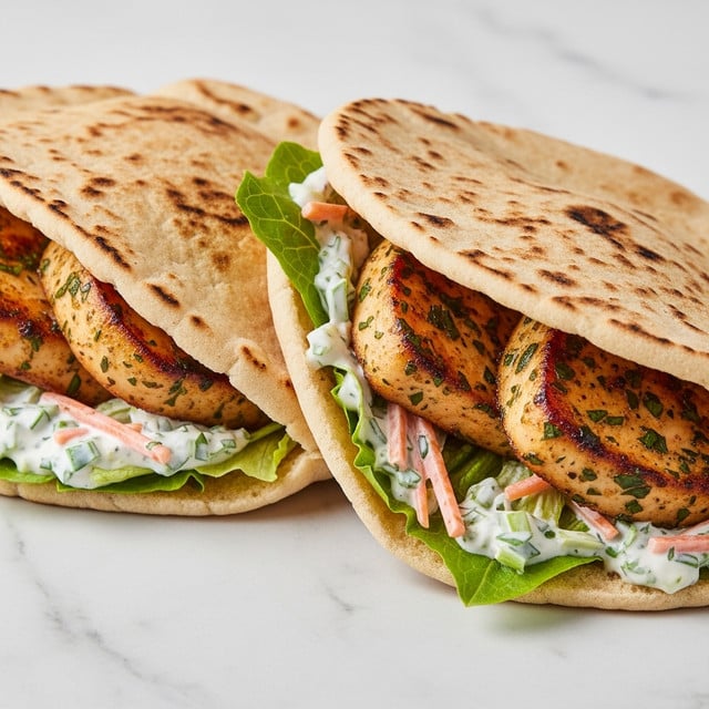 Chicken Pitas with Herby Ranch Slaw Recipe