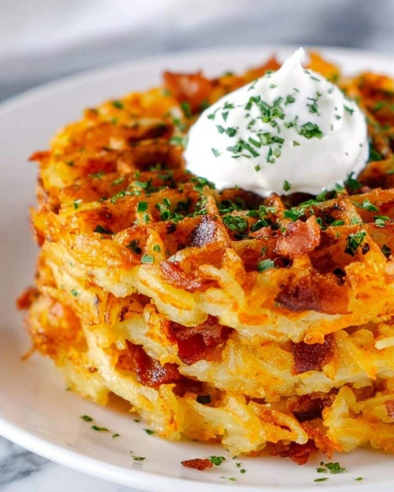 Bacon and Cheese Loaded Hashbrown Waffles Recipe