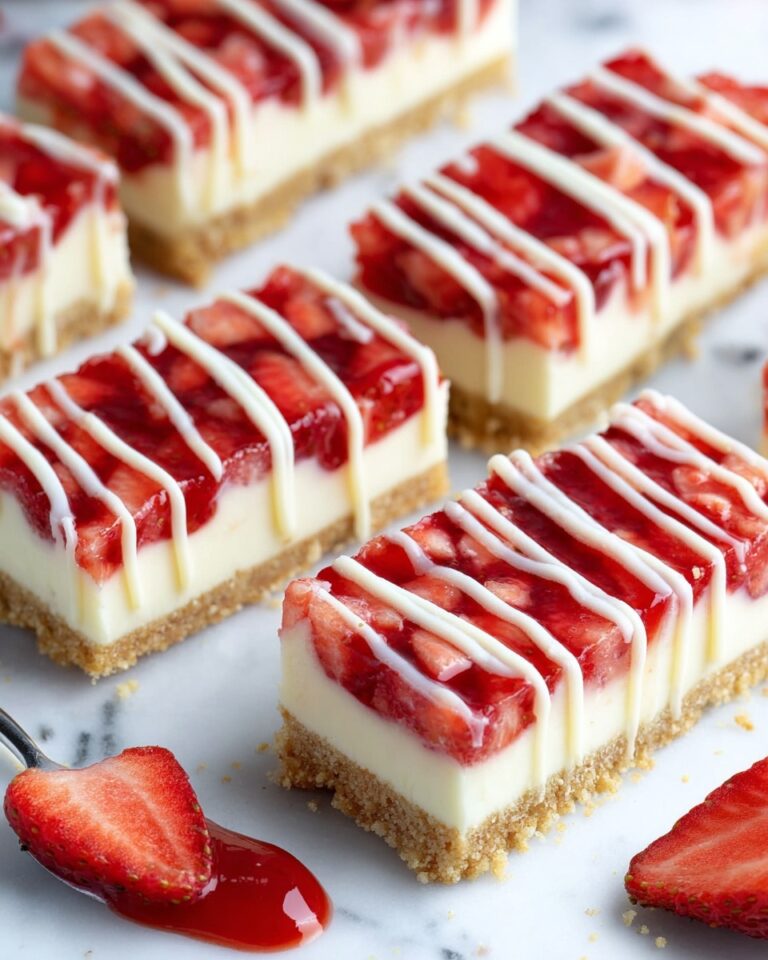 Philadelphia Strawberry Cheesecake Bars with White Chocolate Drizzle Recipe