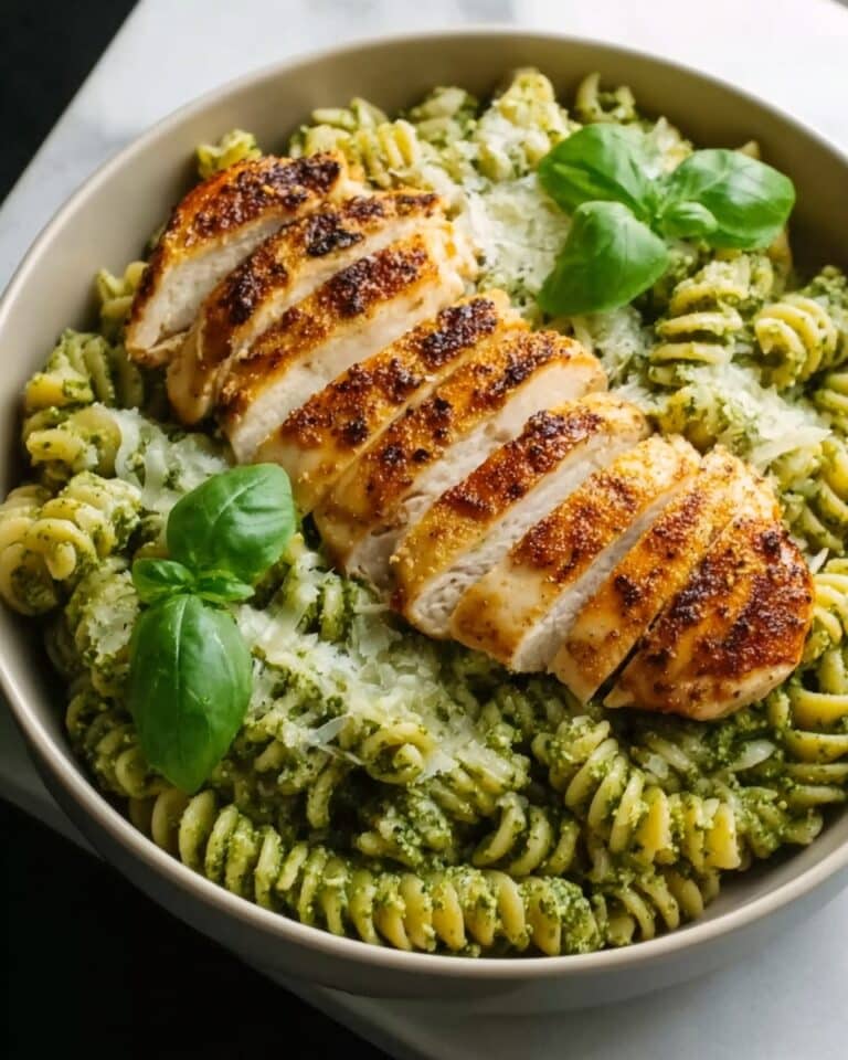 Crispy Parmesan Chicken Pasta with Basil Pesto Recipe
