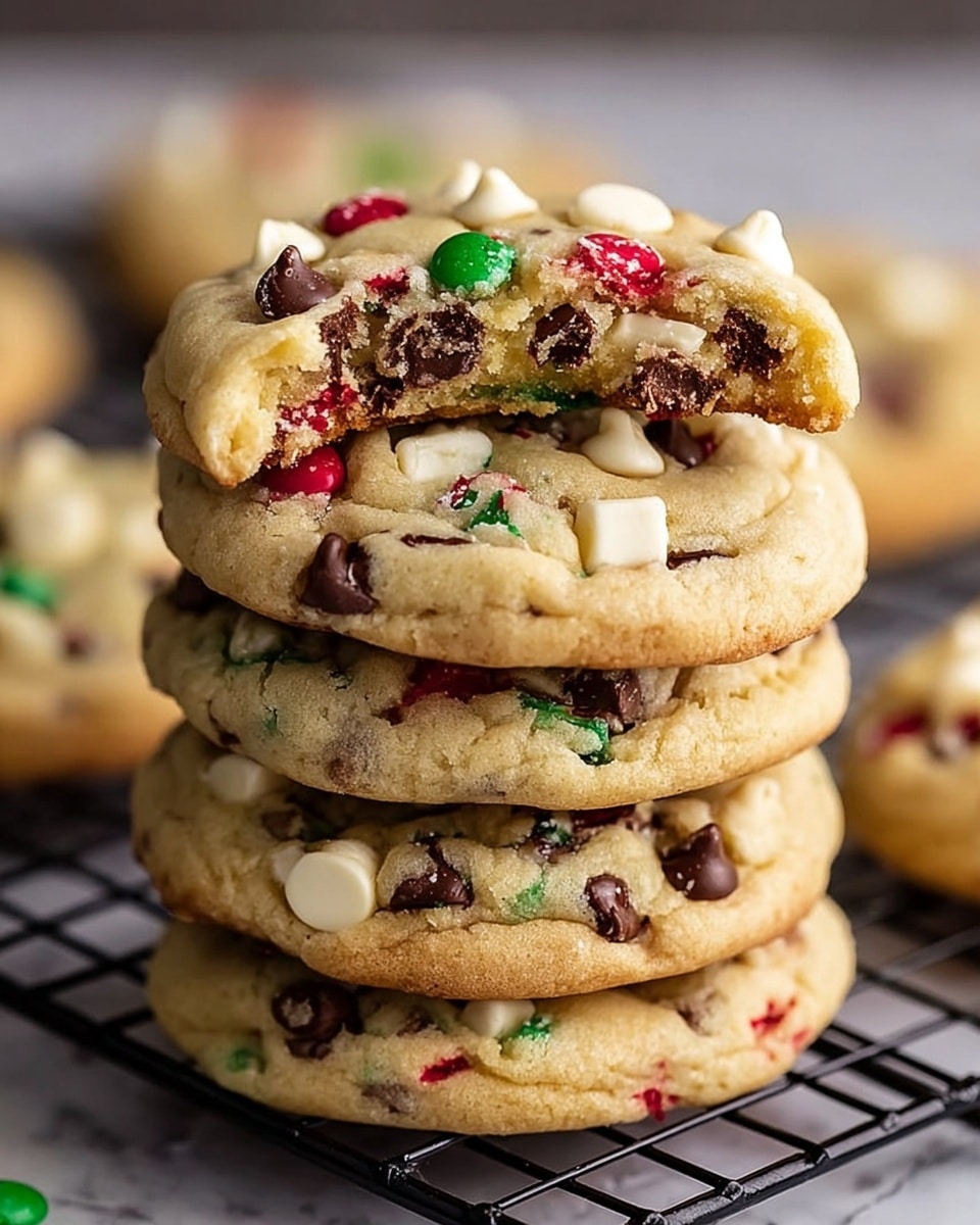 The image shows three stacked carrot cake bars with a crumbly, moist texture. The bottom layer is a light brown cake mixed with visible bits of orange carrot and dark specks of nuts or spices. The middle layer is the same moist cake, and the top layer is thick, creamy white frosting. Drizzled over the top is additional white frosting in thin lines. The background is a white marbled surface with more bars blurred in the back. Photo taken with an iphone --ar 4:5 --v 7