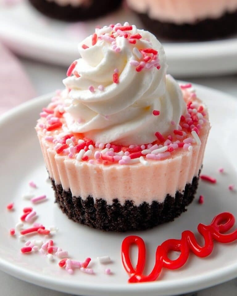 Mini Valentine Cheesecakes with Oreo Crust and Pink Color Recipe