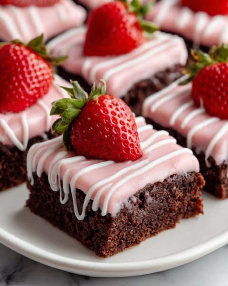 Strawberry Frosted Heart-Shaped Brownies Recipe
