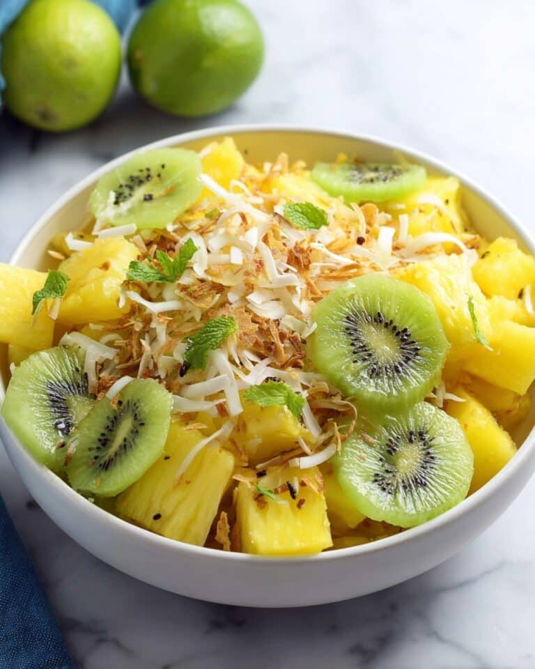 Tropical Kiwi Salad with Toasted Coconut and Fresh Lime Dressing Recipe